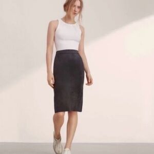 Wilfred Free Aritzia Grey Suede Midi Pencil Skirt Grey